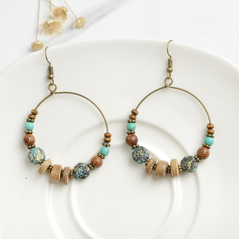 Bohemian Women Geometric Round Circle Dangle Beads Hook Earrings Jewelry Gift Image 8