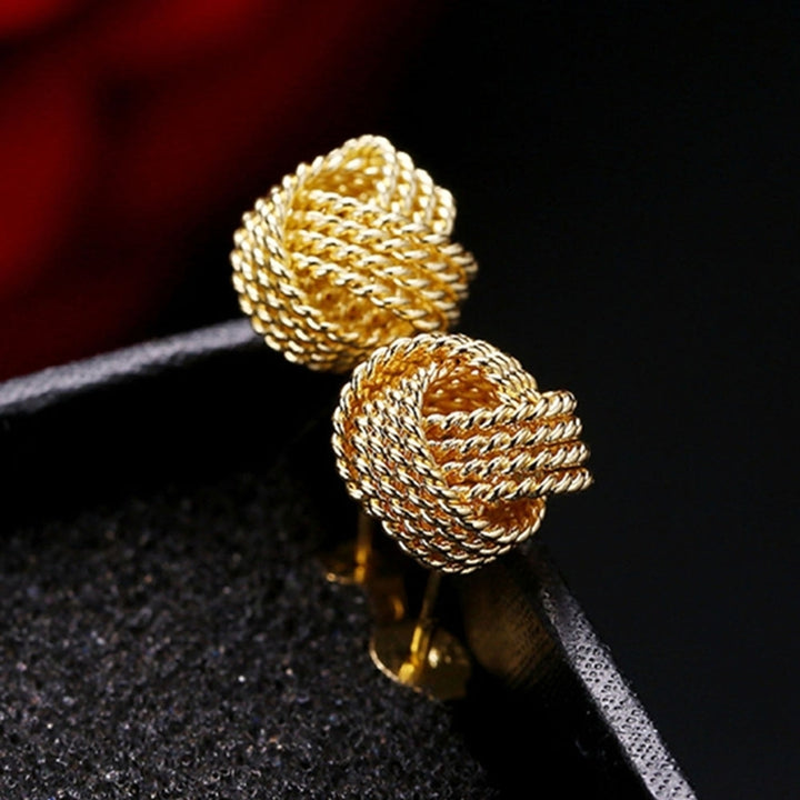 Fashion Women Round Ball Woven Twisted Rope Love Knot Stud Earrings Jewelry Gift Image 11