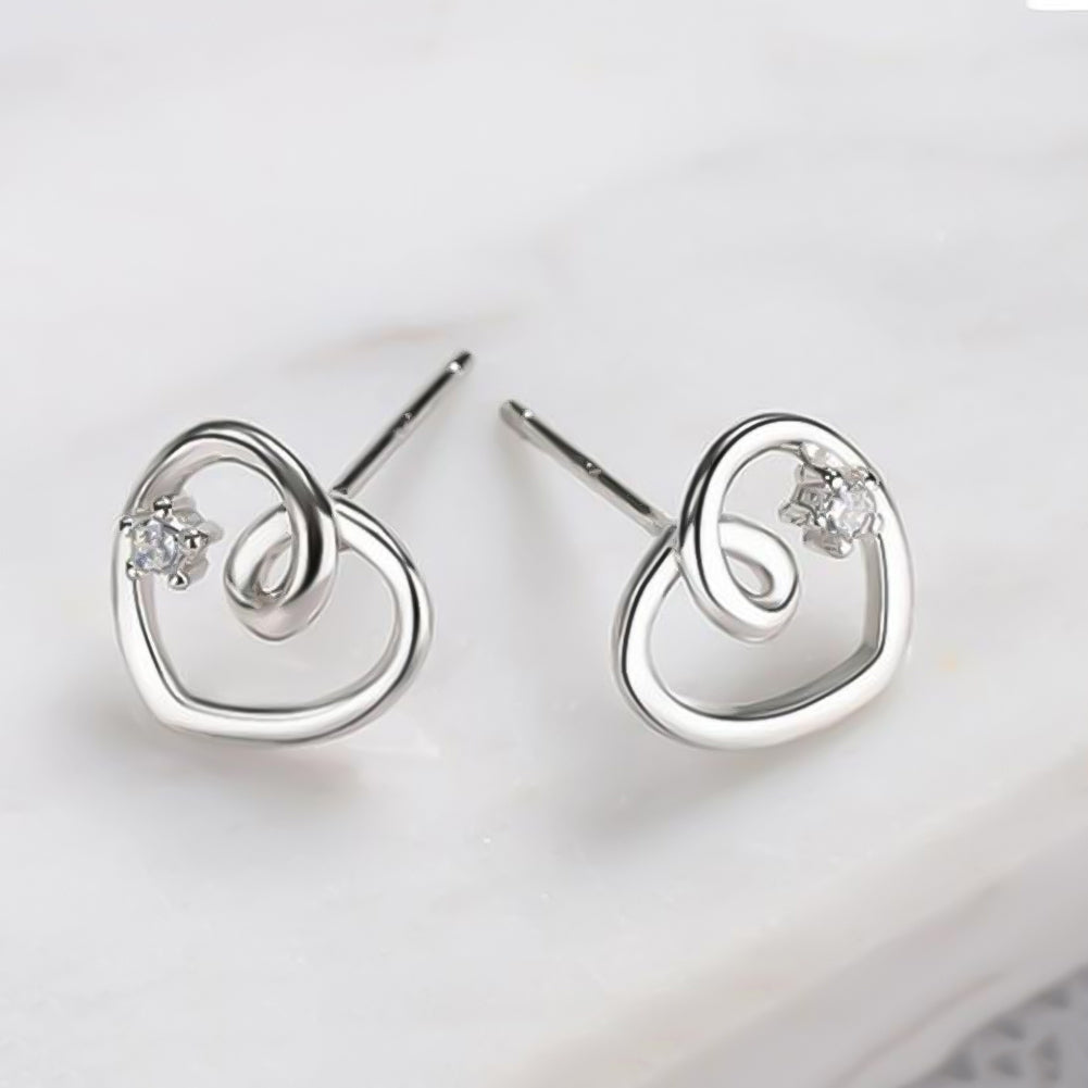 Lady Rhinestone Inlaid Hollow Heart Ear Stud Earrings Jewelry Valentine Day Gift Image 6