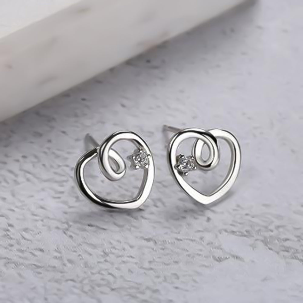 Lady Rhinestone Inlaid Hollow Heart Ear Stud Earrings Jewelry Valentine Day Gift Image 7