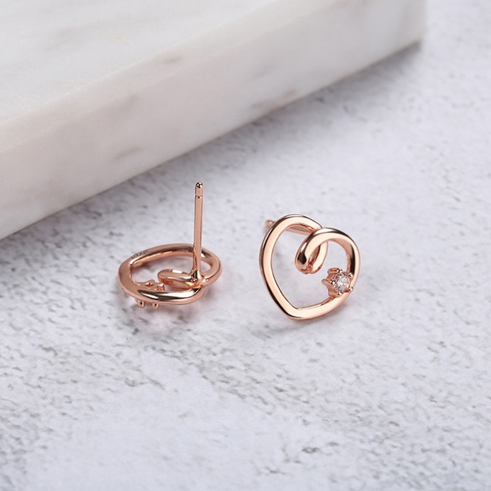 Lady Rhinestone Inlaid Hollow Heart Ear Stud Earrings Jewelry Valentine Day Gift Image 8