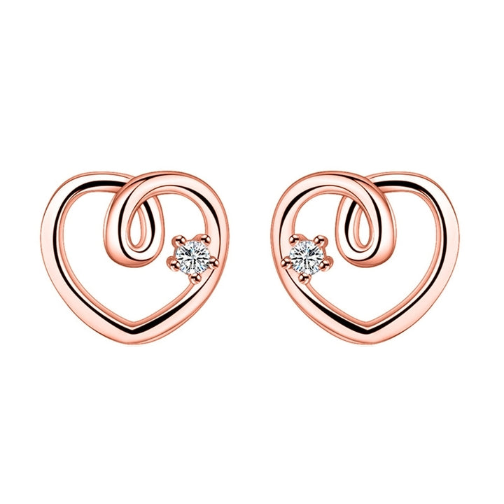 Lady Rhinestone Inlaid Hollow Heart Ear Stud Earrings Jewelry Valentine Day Gift Image 9