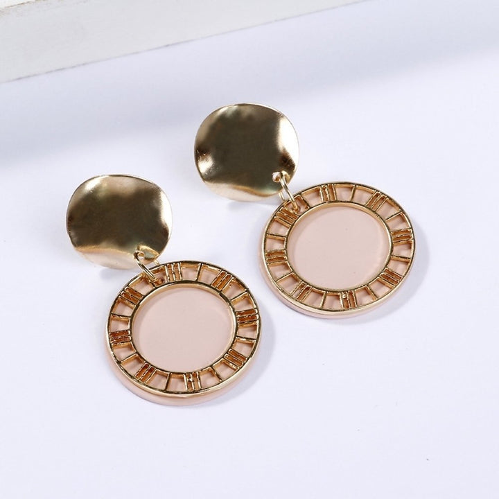 Fashion Women Roman Numerals Round Dangle Drop Ear Stud Earrings Jewelry Gift Image 10