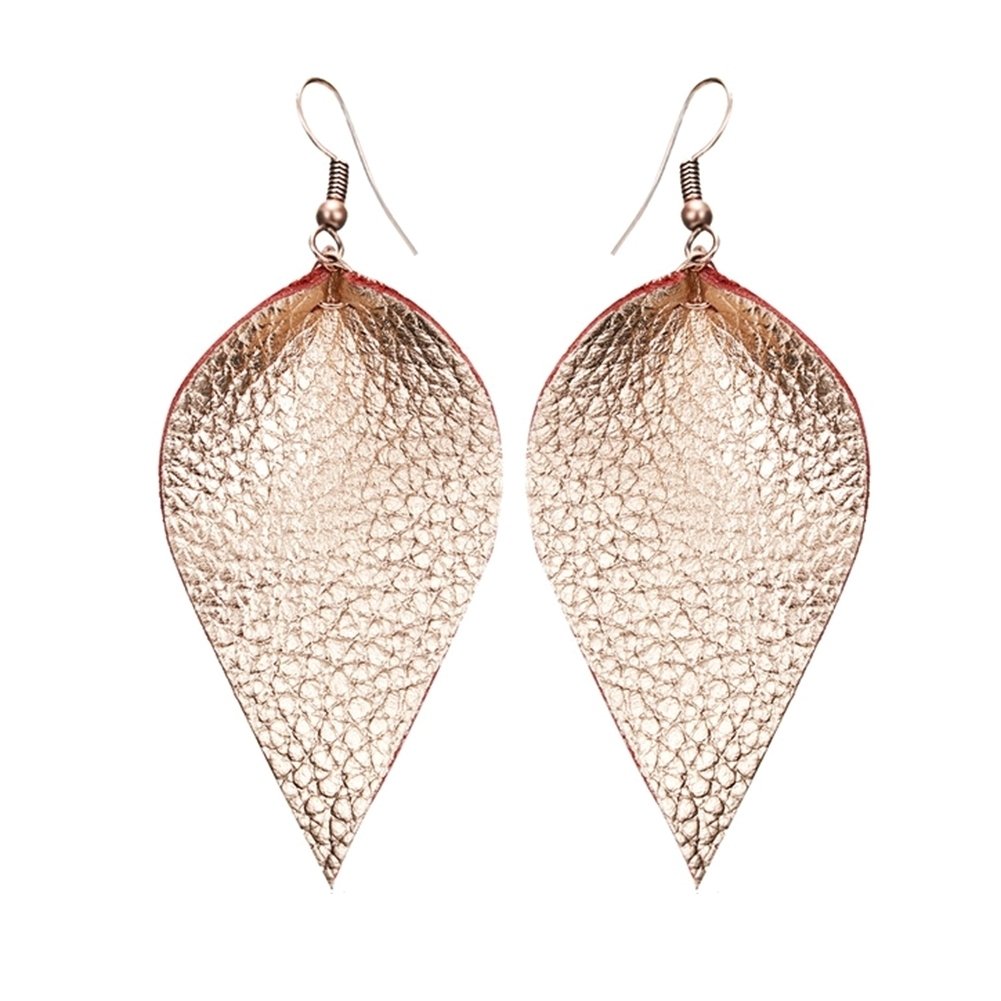 Punk Women Leopard Faux Leather Teardrop Leaf Dangle Hook Earrings Jewelry Gift Image 1