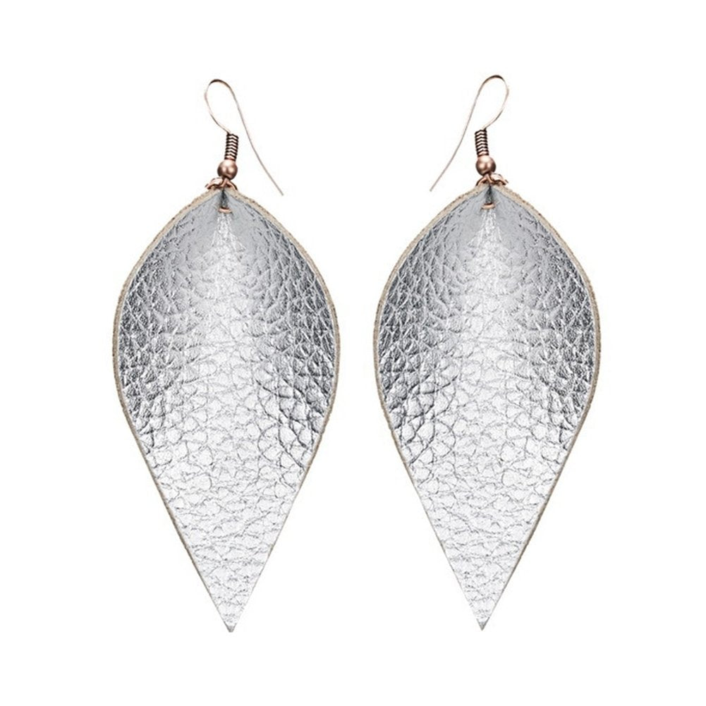 Punk Women Leopard Faux Leather Teardrop Leaf Dangle Hook Earrings Jewelry Gift Image 8