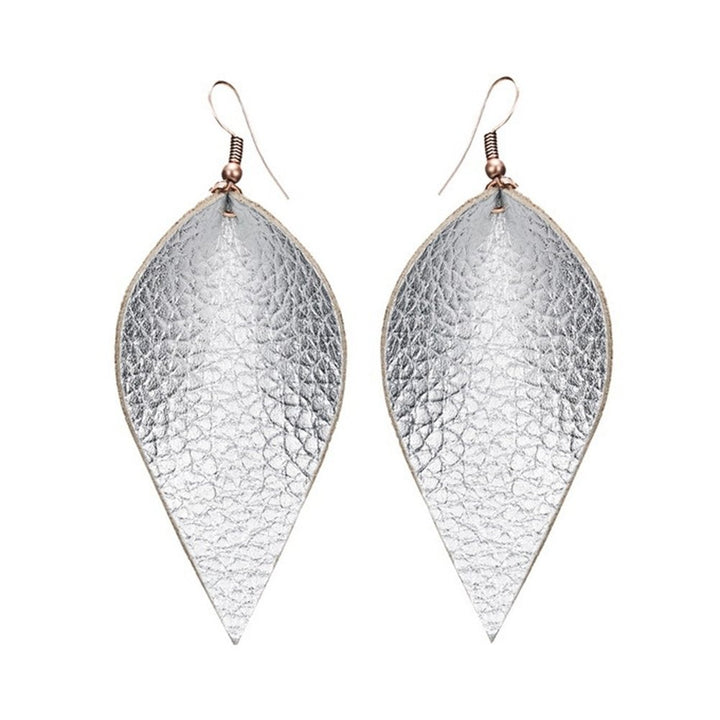 Punk Women Leopard Faux Leather Teardrop Leaf Dangle Hook Earrings Jewelry Gift Image 1