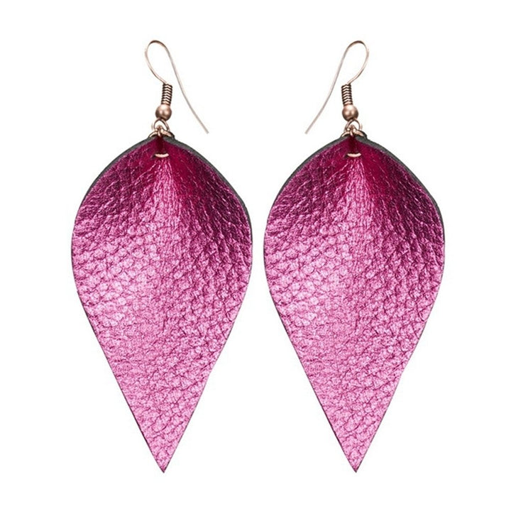 Punk Women Leopard Faux Leather Teardrop Leaf Dangle Hook Earrings Jewelry Gift Image 10