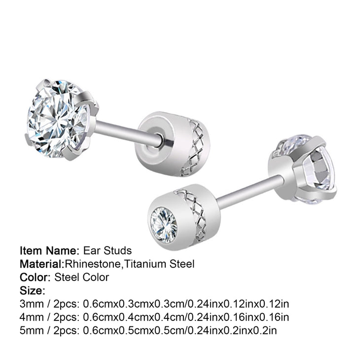 Earrings Fashionable Unisex Rhinestone Round Cubic Zirconia Titanium Steel Studs for Gift Image 12