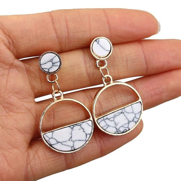 Fashion Women Marble Grain Round Geometric Dangle Ear Stud Earrings Jewelry Gift Image 7