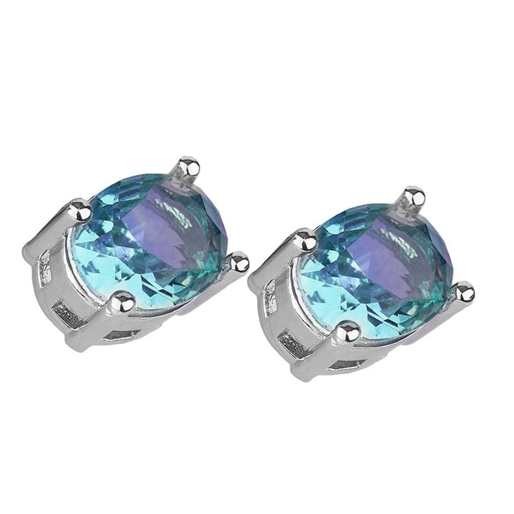 Fashion Women Oval Cut Faux Gemstone Inlaid Ear Stud Earrings Party Jewelry Gift Image 4