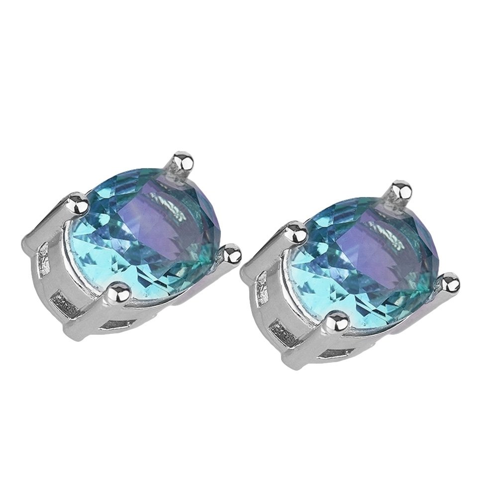 Fashion Women Oval Cut Faux Gemstone Inlaid Ear Stud Earrings Party Jewelry Gift Image 1