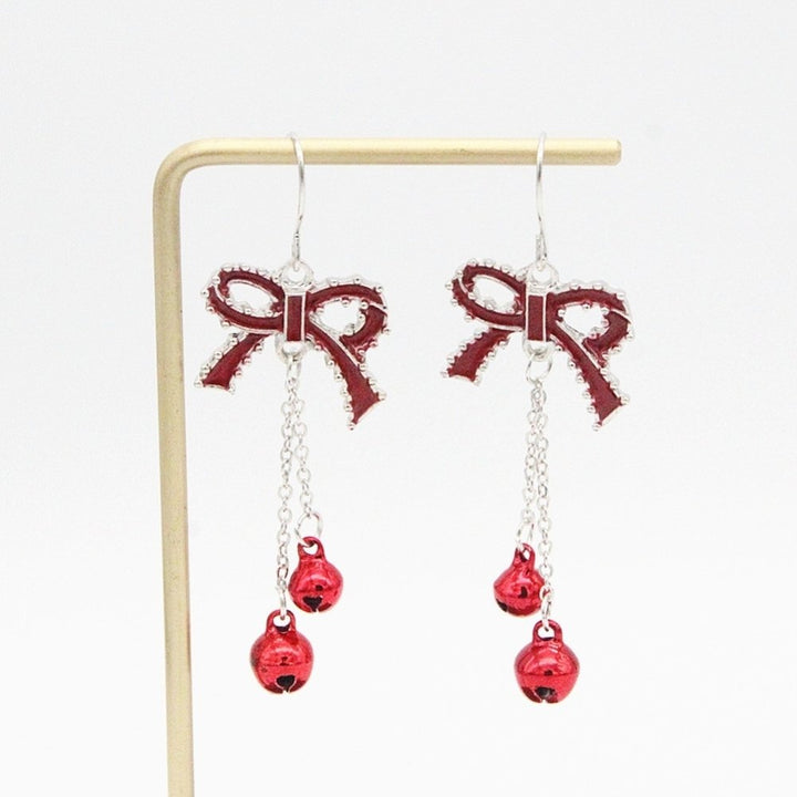 Fashion Women Bowknot Bell Chain Dangle Drop Hook Earrings Jewelry Xmas Gift Image 1