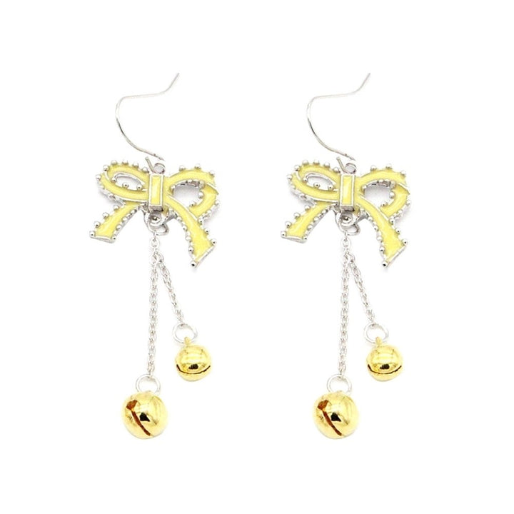 Fashion Women Bowknot Bell Chain Dangle Drop Hook Earrings Jewelry Xmas Gift Image 3