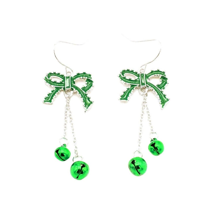 Fashion Women Bowknot Bell Chain Dangle Drop Hook Earrings Jewelry Xmas Gift Image 4