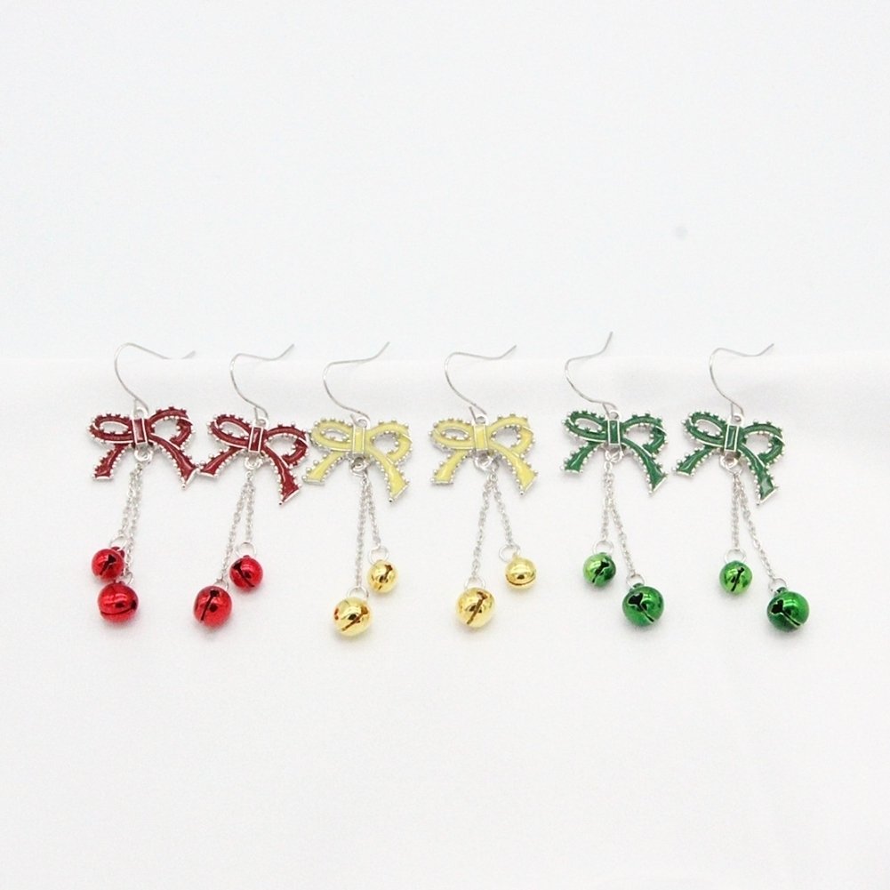 Fashion Women Bowknot Bell Chain Dangle Drop Hook Earrings Jewelry Xmas Gift Image 7