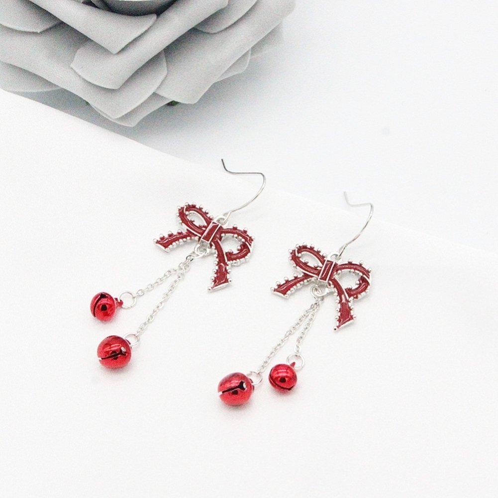 Fashion Women Bowknot Bell Chain Dangle Drop Hook Earrings Jewelry Xmas Gift Image 12