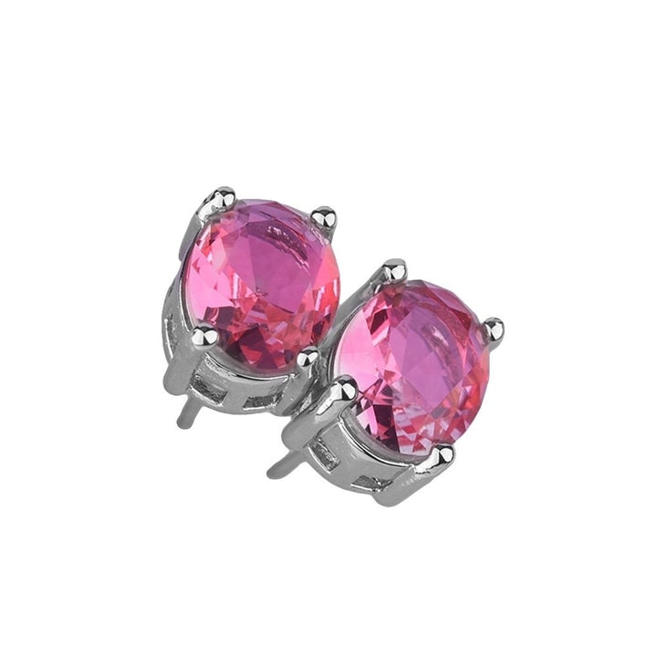 Women Oval Faux Crystal Inlaid Ear Stud Earrings Wedding Engagement Jewelry Gift Image 1