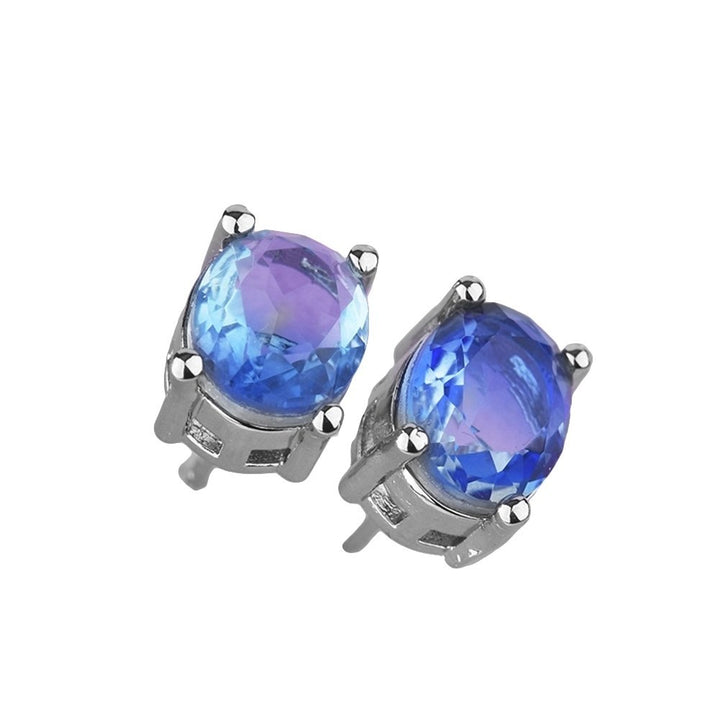 Women Oval Faux Crystal Inlaid Ear Stud Earrings Wedding Engagement Jewelry Gift Image 10