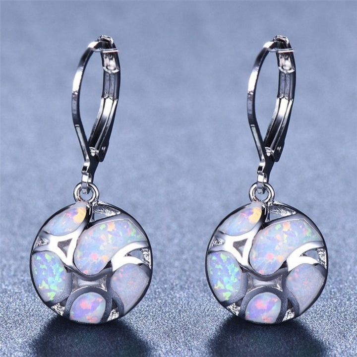 Fashion Women Faux Opal Round Soccer Dangle Leverback Earrings Jewelry Gift Image 1