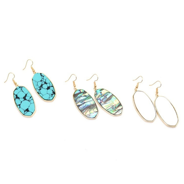 Fashion Women Abalone Shell Leopard Oval Dangle Drop Hook Earrings Jewelry Gift Image 3