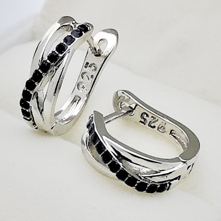 Fashion Women Rhinestone Inlaid Cross Hoop Earrings Wedding Party Jewelry Gift Image 1