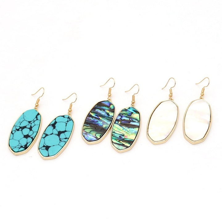 Fashion Women Abalone Shell Leopard Oval Dangle Drop Hook Earrings Jewelry Gift Image 4