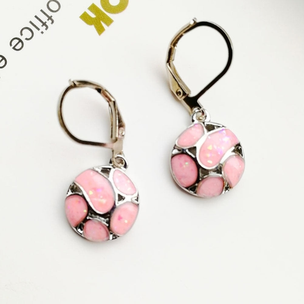 Fashion Women Faux Opal Round Soccer Dangle Leverback Earrings Jewelry Gift Image 4