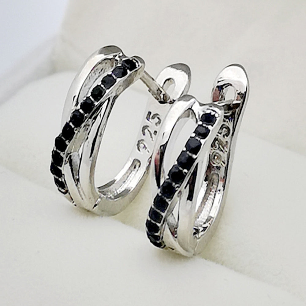 Fashion Women Rhinestone Inlaid Cross Hoop Earrings Wedding Party Jewelry Gift Image 2