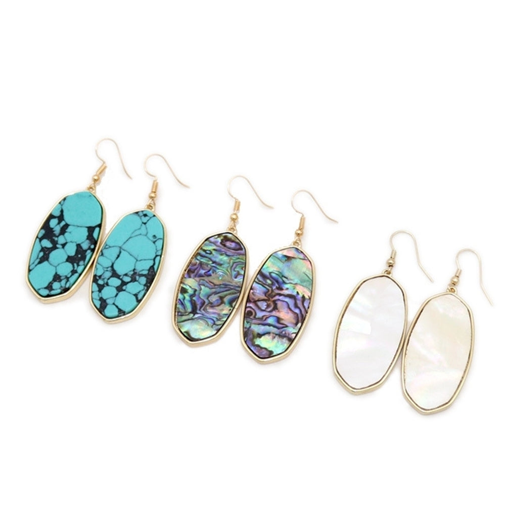 Fashion Women Abalone Shell Leopard Oval Dangle Drop Hook Earrings Jewelry Gift Image 4