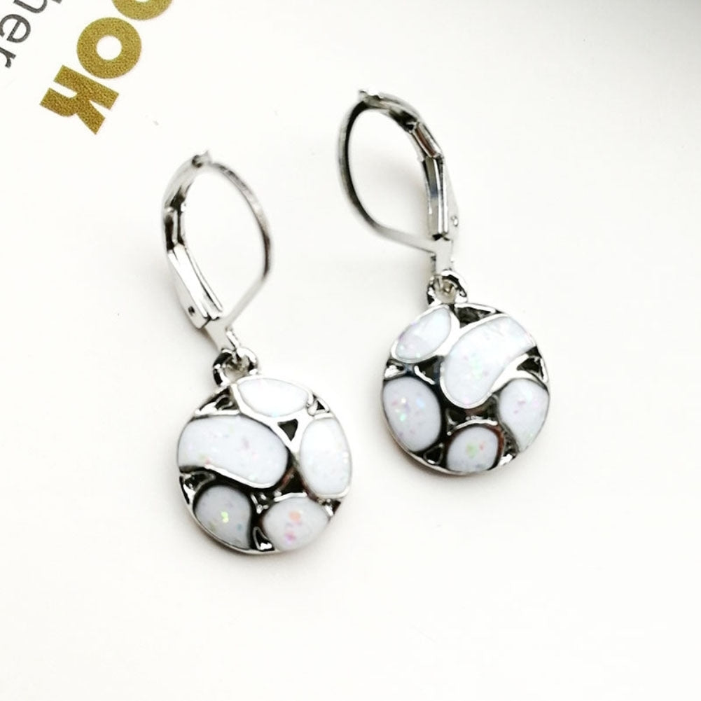 Fashion Women Faux Opal Round Soccer Dangle Leverback Earrings Jewelry Gift Image 6