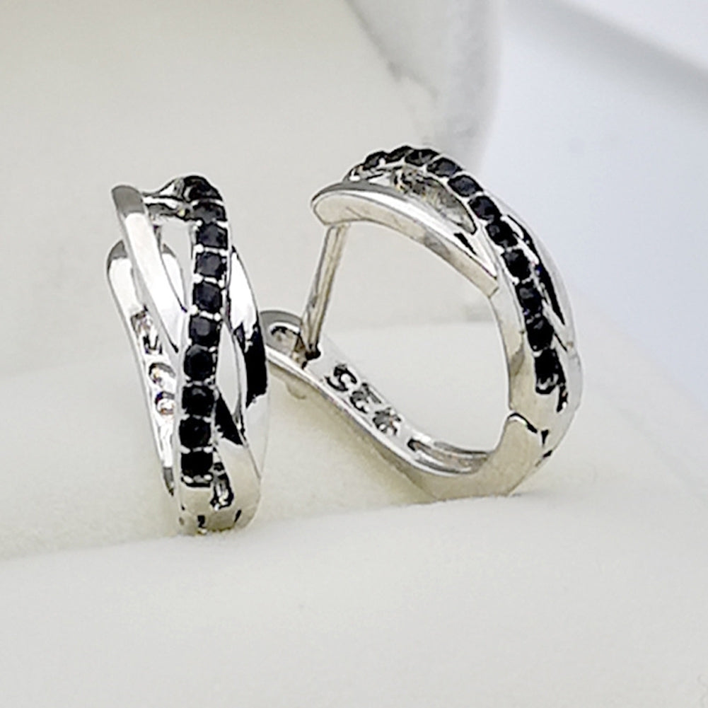 Fashion Women Rhinestone Inlaid Cross Hoop Earrings Wedding Party Jewelry Gift Image 3