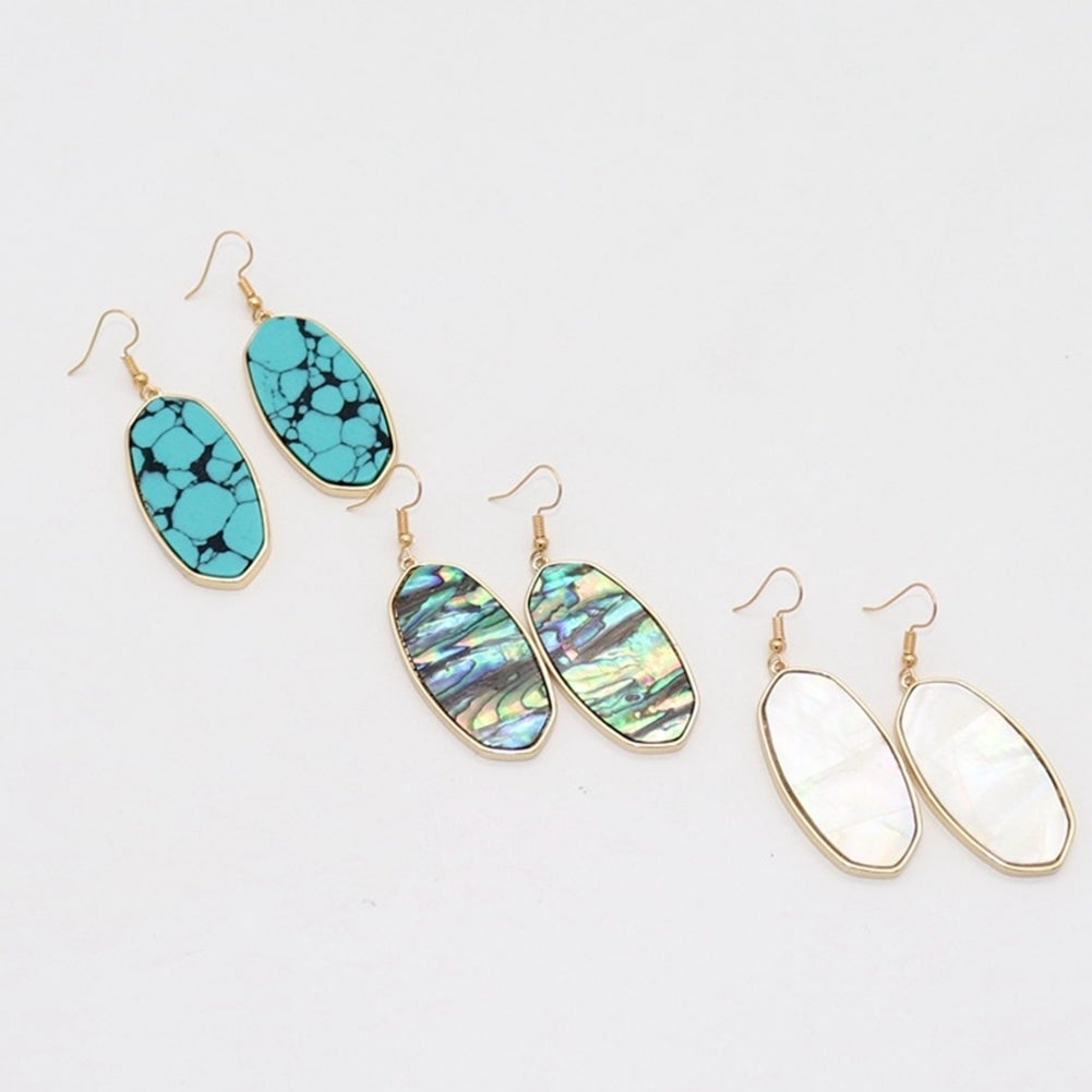 Fashion Women Abalone Shell Leopard Oval Dangle Drop Hook Earrings Jewelry Gift Image 6