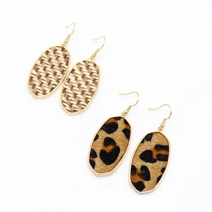 Fashion Women Abalone Shell Leopard Oval Dangle Drop Hook Earrings Jewelry Gift Image 7