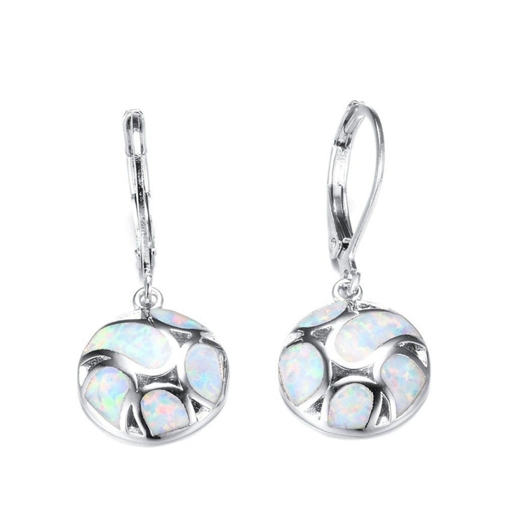 Fashion Women Faux Opal Round Soccer Dangle Leverback Earrings Jewelry Gift Image 9