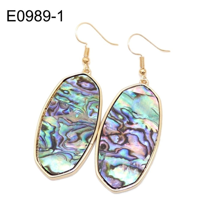 Fashion Women Abalone Shell Leopard Oval Dangle Drop Hook Earrings Jewelry Gift Image 8