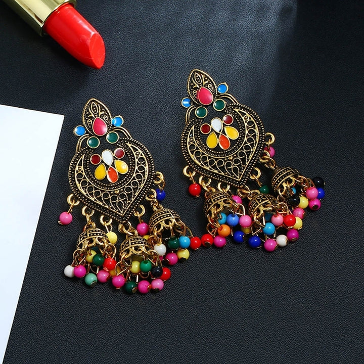 Bohemian Women Heart Bead Tassel Dangle Ear Stud Earrings Statement Jewelry Gift Image 10