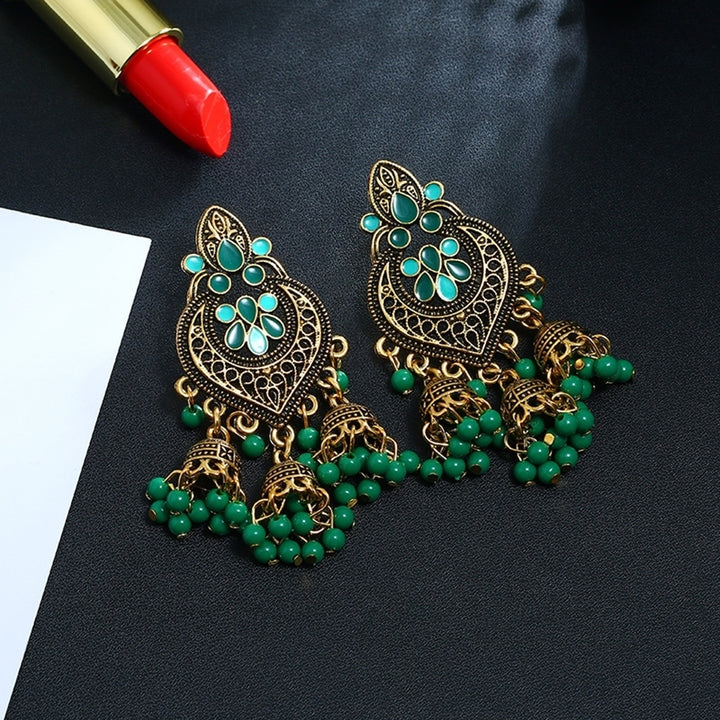 Bohemian Women Heart Bead Tassel Dangle Ear Stud Earrings Statement Jewelry Gift Image 11