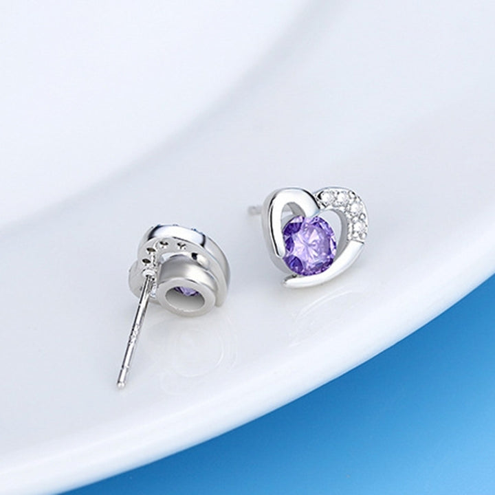 Fashion Women Cubic Zirconia Inlaid Love Heart Ear Stud Earrings Jewelry Gift Image 8