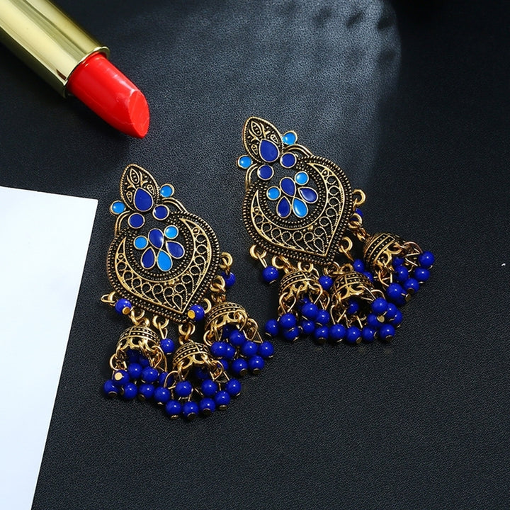 Bohemian Women Heart Bead Tassel Dangle Ear Stud Earrings Statement Jewelry Gift Image 12