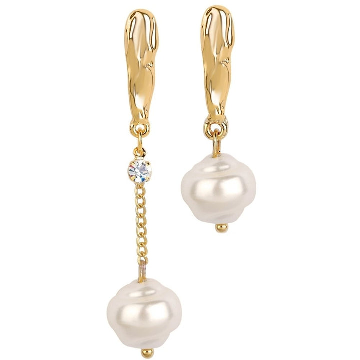 Women Faux Pearl Geometric Dangle Long Eardrop Leaverback Earrings Jewelry Gift Image 6