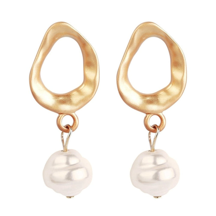 Women Faux Pearl Geometric Dangle Long Eardrop Leaverback Earrings Jewelry Gift Image 8