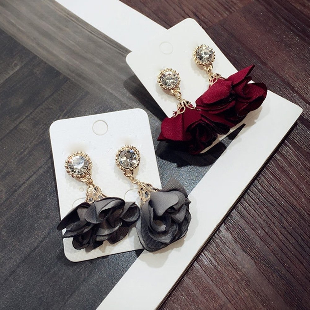 Fashion Women Rhinestone Inlay Flower Dangle Drop Ear Stud Earrings Jewelry Gift Image 10