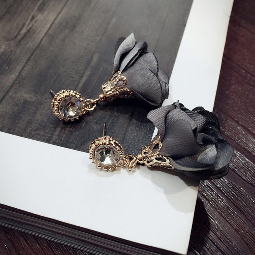 Fashion Women Rhinestone Inlay Flower Dangle Drop Ear Stud Earrings Jewelry Gift Image 12