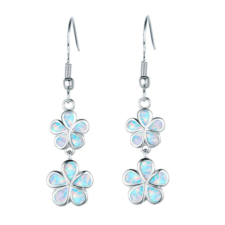 Fashion Women Faux Opal Inlaid Flower Long Dangle Ear Hook Earrings Jewelry Image 7