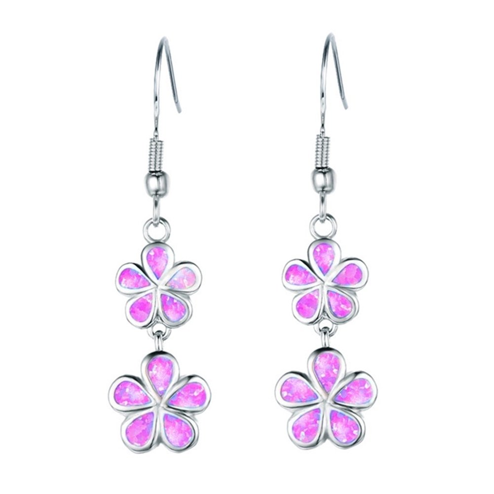 Fashion Women Faux Opal Inlaid Flower Long Dangle Ear Hook Earrings Jewelry Image 8