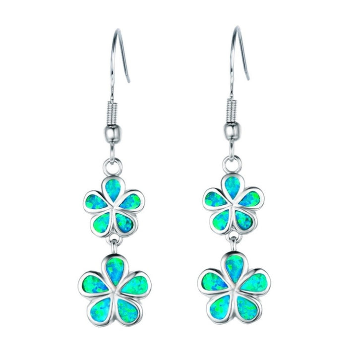 Fashion Women Faux Opal Inlaid Flower Long Dangle Ear Hook Earrings Jewelry Image 9