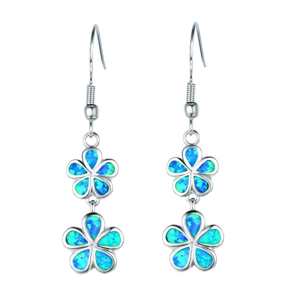 Fashion Women Faux Opal Inlaid Flower Long Dangle Ear Hook Earrings Jewelry Image 10