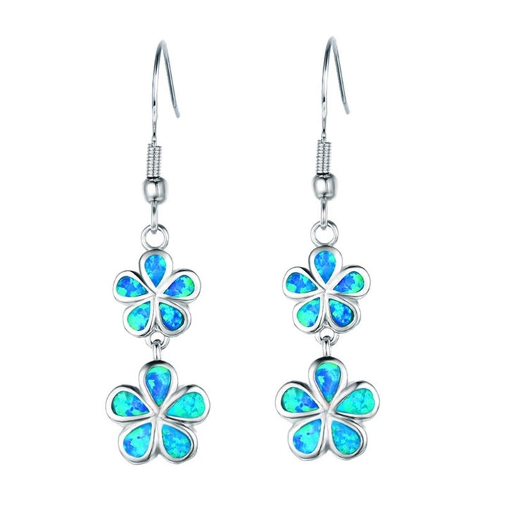 Fashion Women Faux Opal Inlaid Flower Long Dangle Ear Hook Earrings Jewelry Image 10