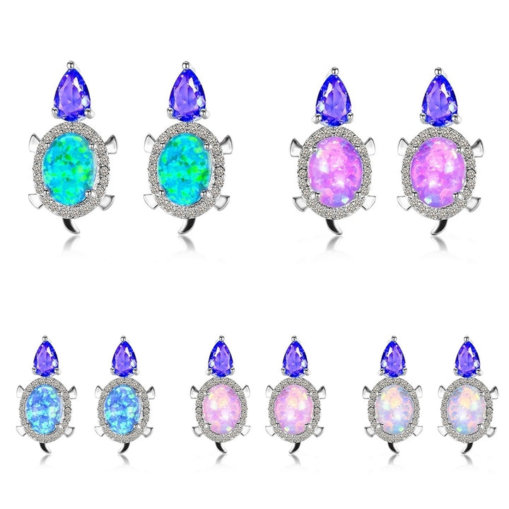 Fashion Women Tortoise Faux Opal Rhinestone Ear Stud Earrings Party Jewelry Image 4