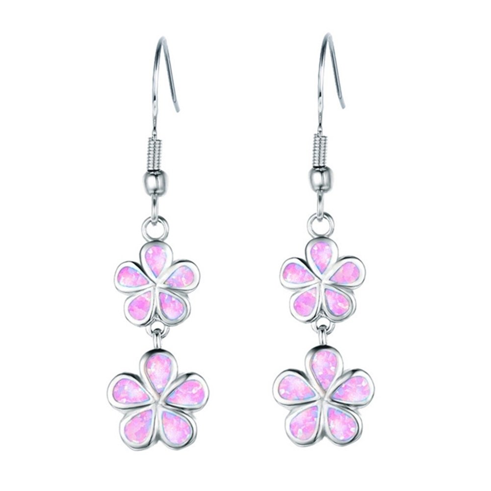 Fashion Women Faux Opal Inlaid Flower Long Dangle Ear Hook Earrings Jewelry Image 11